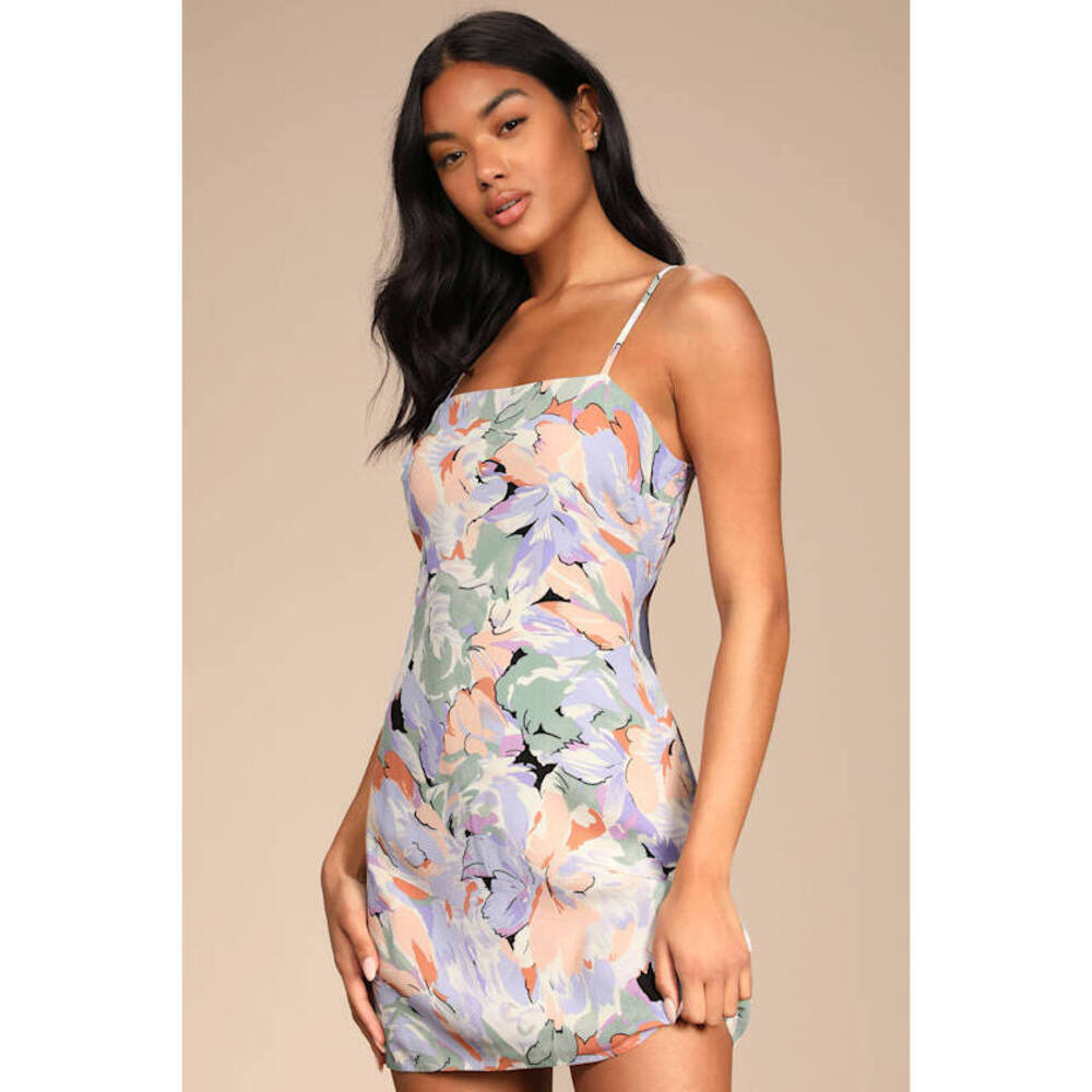 Lulus Impressions Of Love Multi Floral Print Tie-back Mini Dress Other - Size M